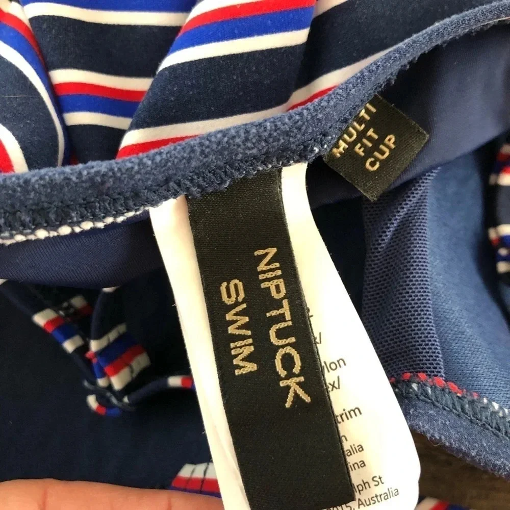 Nip Tuck‎ Womens size US 6 Striped One Piece Swimsuit Patriotic Navy adjustable